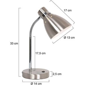 Steinhauer tafellamp Spring - staal - metaal - 14 cm - E27 fitting - 3391ST