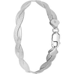 Lucardi Dames armband gedraaid - Echt Zilver - Armband - Cadeau - Moederdag - 21 cm - Zilverkleurig