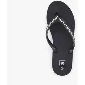 Dames slippers met strass steentjes zwart - Maat 37