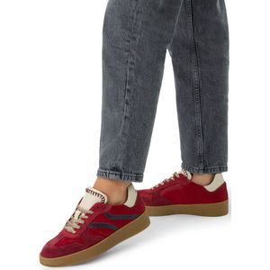 Manfield - Dames - Rode suède sneakers - Maat 41