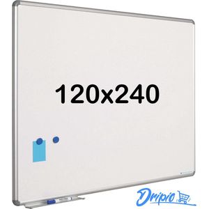 Whiteboard 120x240 cm - Emailstaal - Magnetisch - Magneetbord - Memobord - Planbord - Schoolbord - inclusief montageset
