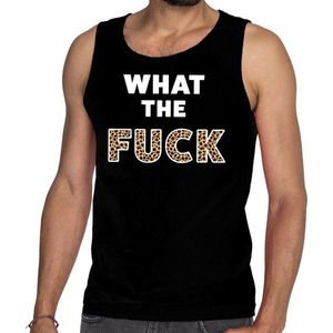 What the Fuck tijger print tekst tanktop / mouwloos shirt zwart heren - heren singlet What the Fuck tijger print XL