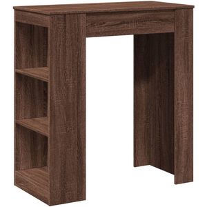The Living Store Bartafel met rekken 95x47x103,5 cm bewerkt hout bruin eiken - Bartafel - Houten Bartafel - Keukenbar - Loungehoek - Opslagkast