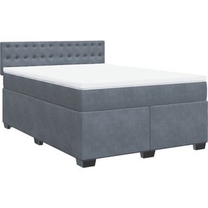 vidaXL - Boxspring - met - matras - fluweel - donkergrijs - 160x200 - cm