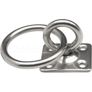 Oogplaat rechthoekig 35x35mm met warteloog en ring 5mm diameter 30mm Rvs 304 / Rvs A2