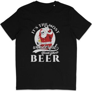 T Shirt Heren - Kerst BierTijd- Korte Mouw - Zwart - Maat L