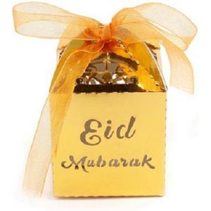 EID Mubarak - Ramadan - Snoepdoos - 5 Stuks - Suikerfeest Versiering - Offerfeest - Cadeaudoosje - Decoratie - Papier - Goud