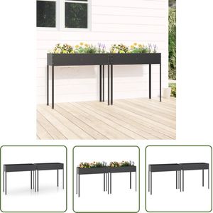 The Living Store Verhoogde Plantenbak - Antraciet - 100.5 x 40.5 x 90 cm - gegalvaniseerd staal