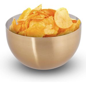 Ronde saladeschaal - modern design van RVS - Ø 15 cm - voor snacks en salade - keuken - goud/zilver