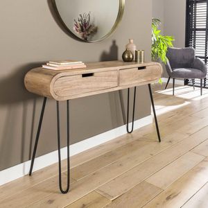 Industriële sidetable Jasmine 2 lades mangohout