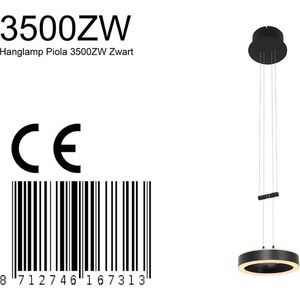 Steinhauer hanglamp Piola - zwart - luminium - 16 cm - ingebouwde LED-module - 3500ZW