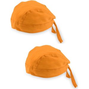 6x stuks oranje goedkope/voordelige party bandana voor volwassenen. Oranje/holland thema. Koningsdag of Nederland fans supporters