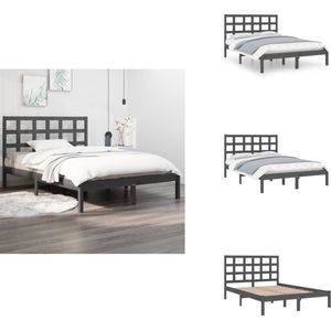 vidaXL Bedframe - Bedframes - Tweepersoonsbed - Bed - Bedframe massief hout grijs 200x200 cm