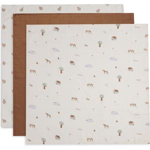 Jollein Hydrofiele Doek Small 70x70cm Farm - 3 Stuks