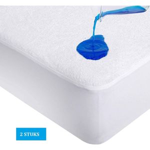 Deze vernieuwde Waterdicht Matrasbeschermer-Hoeslakenbadstof-Antibacteriëel-Rondom Elastiek is de ideale oplossing voor het beschermen van de matras tegen vloeistoffen -Wit - 1Persoons-90x200-cm Set van 2-Stuks