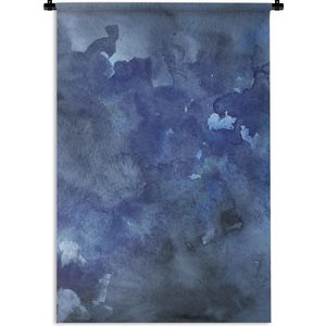 Wandkleed Waterverf Abstract - Abstract kunstwerk gemaakt van waterverf en donkerblauwe tinten Wandkleed katoen 90x135 cm - Wandtapijt met foto