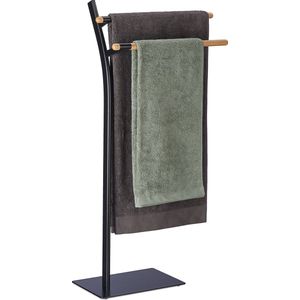 Relaxdays handdoekenrek 2 stangen - handdoekhouder badkamer - handdoekenstandaard staal
