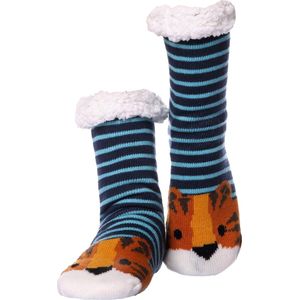 JAXY - Huissokken Dames - Verwarmde Sokken - Anti Slip Sokken - Huissokken - Bedsokken - Warme Sokken - Kerstcadeau Voor Vrouwen - Thermosokken - Dikke Sokken - Fluffy Sokken - Kerstsokken Dames en Heren - Tijger