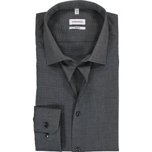Seidensticker shaped fit overhemd - mouwlengte 7 - grijs - Strijkvrij - Boordmaat: 42