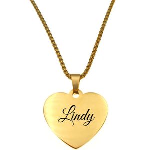 Ketting - Hart - Met Naam - Lindy - Goud