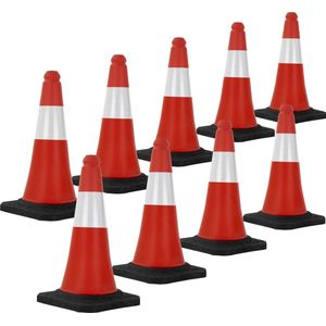 ECD Germany 9 verkeerskegels 51 cm, rood en wit, verkeerskegel met zware voet, verkeerskegel met witte reflecterende strepen, waarschuwingskegel waarschuwingskegel verkeerskegel markeringskegel