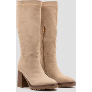 Dames Laarzen - Beige - Suedine - Maat 35 -