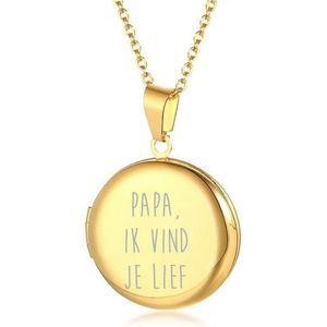 Fotohanger Met Ketting En Gravering - Rond - Papa Ik Vind Je Lief