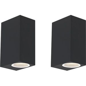 QAZQA baleno - Moderne Wandlamp Up Down voor buiten - 2 stuks - D 90 mm - Zwart - Buitenverlichting