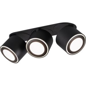 LED Plafondspot - Torna Tarus - 12W - Warm Wit 3000K - 3-lichts - Rond - Mat Zwart - Aluminium