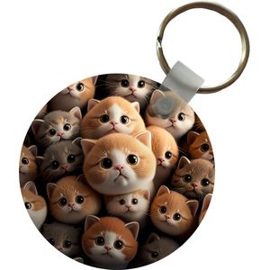 Sleutelhanger - Katten - Huisdieren - Kitten - Design - Jongens - Meisjes - Plastic - Rond - Uitdeelcadeautjes