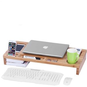 Decopatent® Monitor - Laptop beeldscherm verhoger & Bureau organizer - Monitorstandaard - Bamboe hout - Monitorverhoger standaard