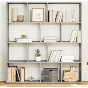 vidaXL Boekenkast - 132x29x141,5 cm - Betongrijs Boekenkast - Boekenkasten - Boeken Plank - Schappenkast