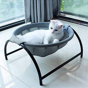 Kattenhangmatbed, 43×43×24cm Ademend en volledig wasbaar Vrijstaand kattenslaapbed - Eenvoudige montage Huisdierbed voor kat/kleine hond Kan binnen en buiten worden gebruikt, Grijs