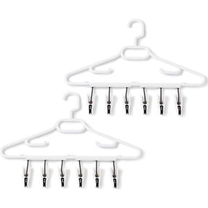 Multifunctionele hangers met wasknijpers, 2 stuks, elk 6 clips, wit zwart