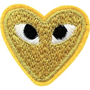 Hartje Met Oogjes Strijk Embleem Patch Goud A 4.3 cm / 4 cm / Goud