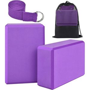 Yogablokken 2 stuks van EVA-schuim met riem en tas voor yoga pilates en stretching