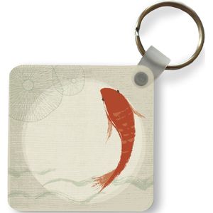 Sleutelhanger - Een illustratie van een oranje vis - Plastic - Rond - Uitdeelcadeautjes
