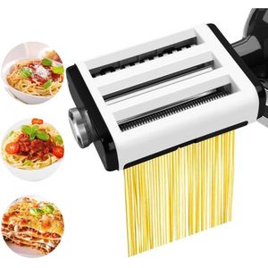 3-in-1 Pastamaker Opzetstuk - Geschikt voor KitchenAid Mixer - Professioneel Pasta Opzetstuk met Deegroller, Spaghetti- en Fettuccinesnijder, inclusief Schoonmaakborstel