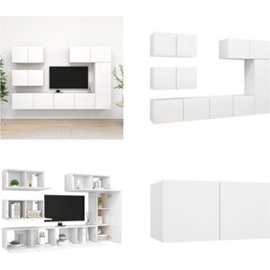 vidaXL 6-delige Tv-meubelset spaanplaat wit - Tv-kastenset - Tv-kastensets - Tv-kasten - Tv-meubelset