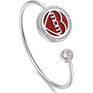 Zoëies mom armband rood zilverkleurig - moeder - mama - hart - moederdag - i love you