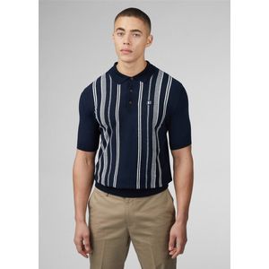 Ben Sherman Crickle cotton stripe polo - dark navy