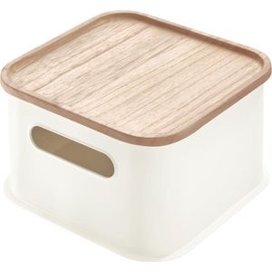 iDesign Witte bakjes met bamboe deksel - 08331EU - Stapelbaar, Met deksel, BPA-vrij