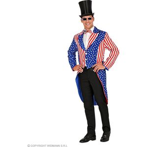 Widmann - Landen Thema Kostuum - Mister Stars En Stripes USA Slipjas Man - Blauw, Rood - Medium - Carnavalskleding - Verkleedkleding