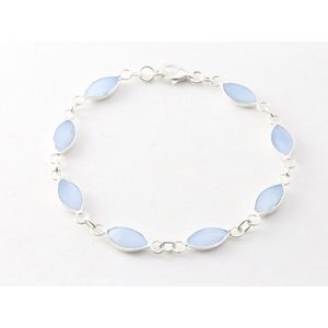 Hoogglans zilveren armband met blauwe schelp