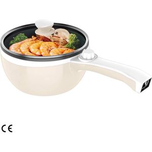 Elektrische Hot Pot Pan - 1.6L, Draagbare Multicooker voor Soep, Noedels, Pasta, Eieren - 250W/600W, Anti-aanbaklaag, Zwart