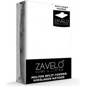 Zavelo Molton Split-Topper Hoeslaken - Lits-jumeaux 200x220 cm - 100% Katoen - 10cm Hoekhoogte - Wasbaar tot 60 graden - Rondom Elastisch