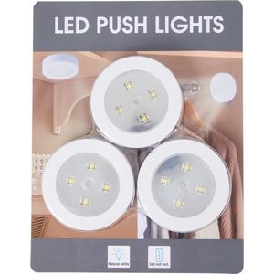 3 Luxe Witte Zelfklevende LED Druklampen