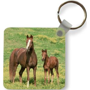 Sleutelhanger - Uitdeelcadeautjes - Paarden - Gras - Bruin - Plastic
