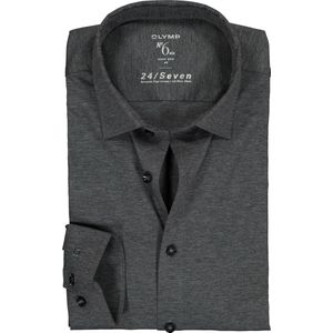 OLYMP No. Six 24/Seven super slim fit overhemd - tricot - antraciet grijs - Strijkvriendelijk - Boordmaat: 39