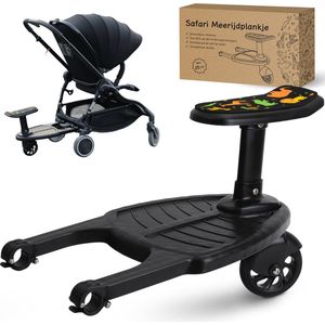 Safari Meerijdplankje - LET OP: controleer vooraf de afmetingen! - Diameter bevestiging max. 2,5 cm - Meerijd Plankje met zitje voor Kinderwagen - Buggy Board